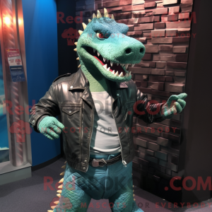 Cyan Krokodil Maskottchen...