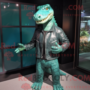 Cyan Krokodil Maskottchen...