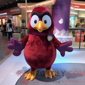Maroon Penguin mascot...