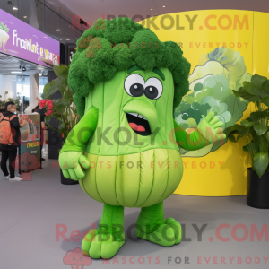Lime Green Broccoli mascot...