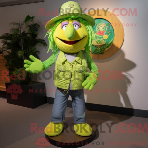 Lime Green Scarecrow mascot...