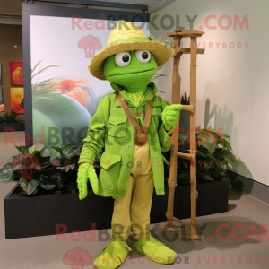 Lime Green Scarecrow mascot...