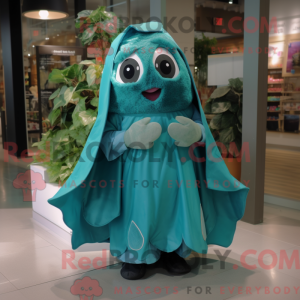 Teal Spinach mascot costume...