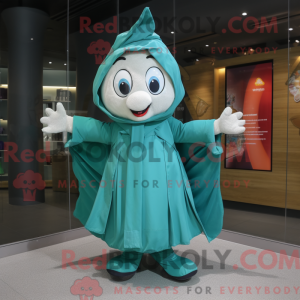 Teal Spinach mascot costume...