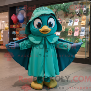 Teal Spinach mascot costume...