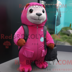 Magenta Sea Lion mascot...