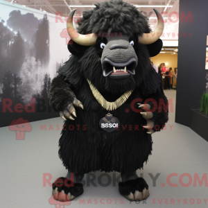 Sort bison maskot kostume...