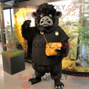 Sort bison maskot kostume...