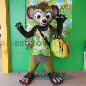 Grøn Lemur maskot kostume...