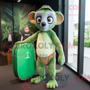 Grön lemur-maskotdraktfigur...