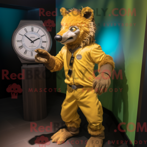 Gold Hyena mascot costume...