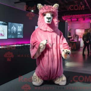 Pink Lama maskot kostume...