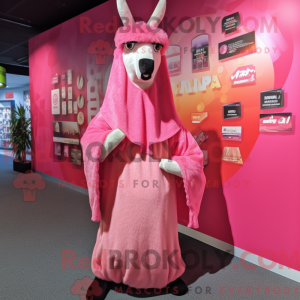 Rosa lama-maskotdraktfigur...