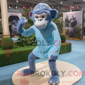 Sky Blue Chimpanzee mascot...