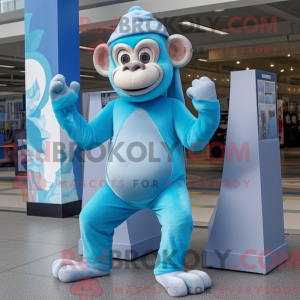 Himmelblå chimpanse maskot...