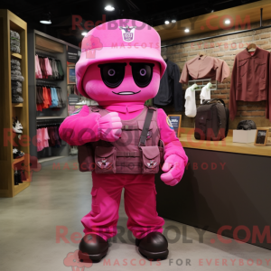 Magenta Army Soldier mascot...