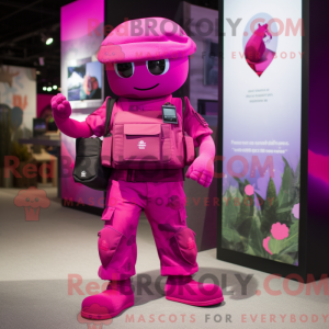 Magenta Army Soldier mascot...