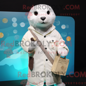Witte Otter mascottekostuum...