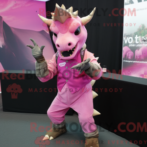 Pink Triceratops maskot...