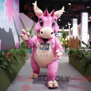 Pink Triceratops mascot...