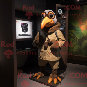 Brun Toucan maskot kostume...