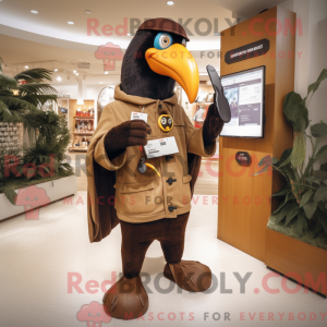 Brun Toucan maskot kostume...
