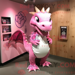 Roze Draak mascottekostuum...