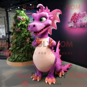 Roze Draak mascottekostuum...