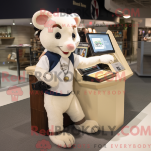 Cream Ermine mascot costume...