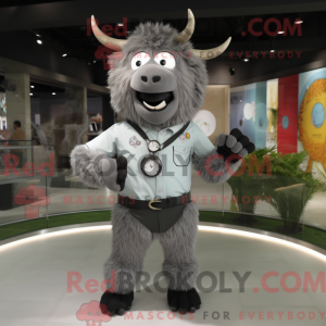 Grå Yak maskot kostume...