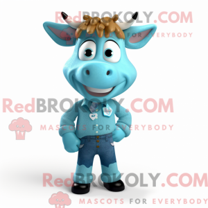 Cyan Jersey Cow maskot...