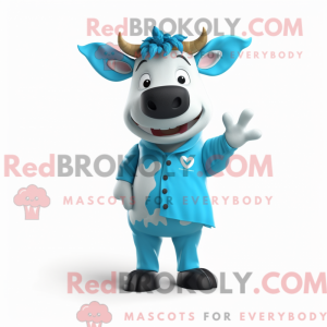 Cyan Jersey Cow maskot...