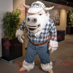 Hvid Buffalo maskot kostume...