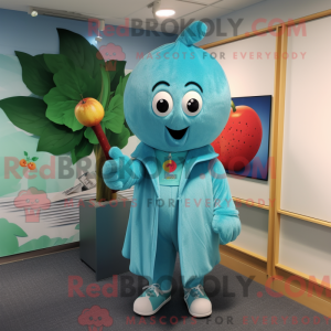 Cyan Cherry mascot costume...