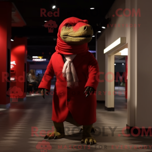 Rød T Rex maskot kostume...