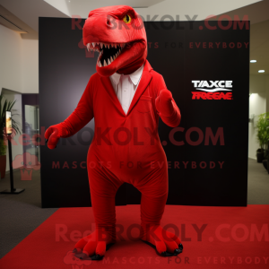 Rød T Rex maskot kostume...