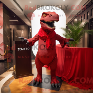 Rød T Rex maskot kostume...