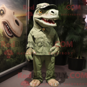 Oliven T Rex maskot kostume...