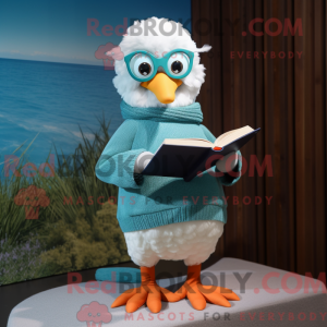 Teal Gull maskot kostume...