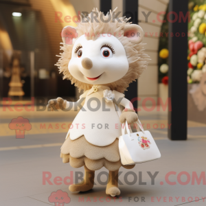 Beige egel mascottekostuum...