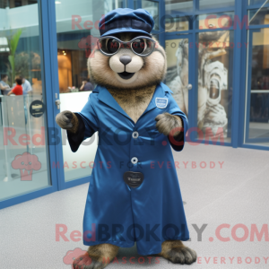 Navy Marmot mascot costume...