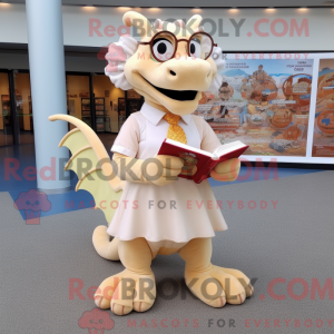 Beige Dragon mascot costume...