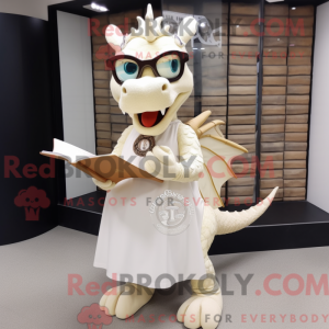 Beige draak mascottekostuum...