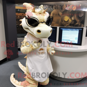 Beige Dragon mascot costume...