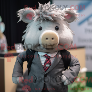 Grå so maskot kostume...