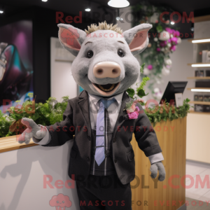 Grå so maskot kostume...