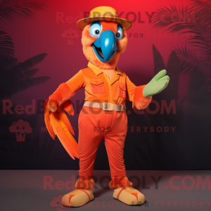 Oranje ara mascottekostuum...