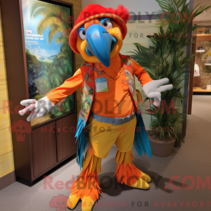 Orange Macaw maskot kostume...