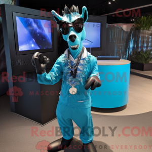 Cyan Okapi mascot costume...