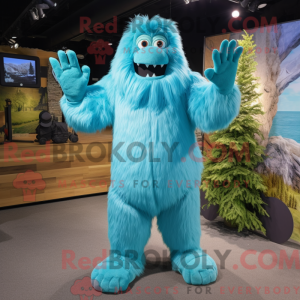 Cyan Sasquatch mascot...